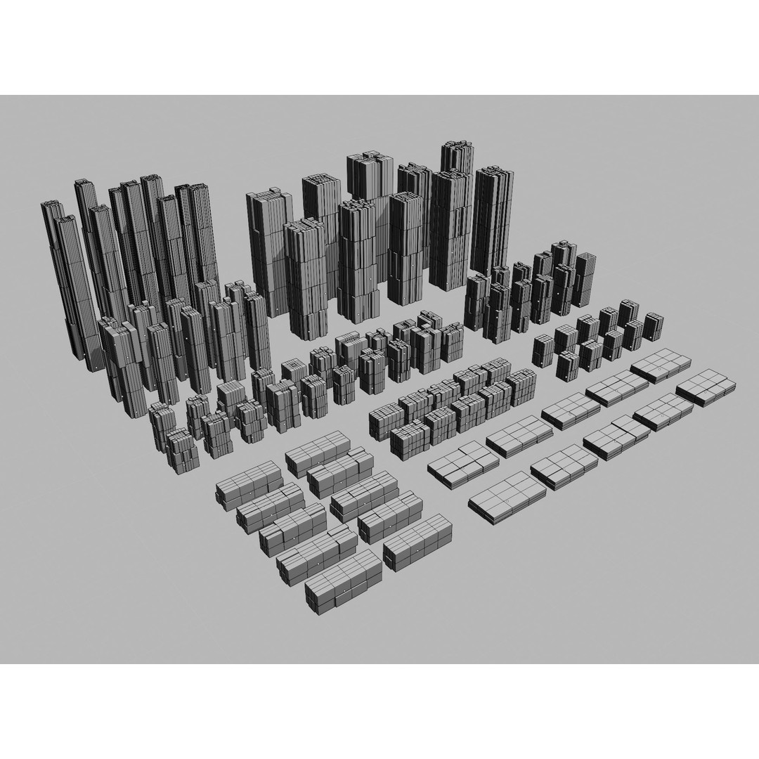 Futuristic Low Poly Buildings 3D Model – 100 Game-Ready Assets, FBX - View 4