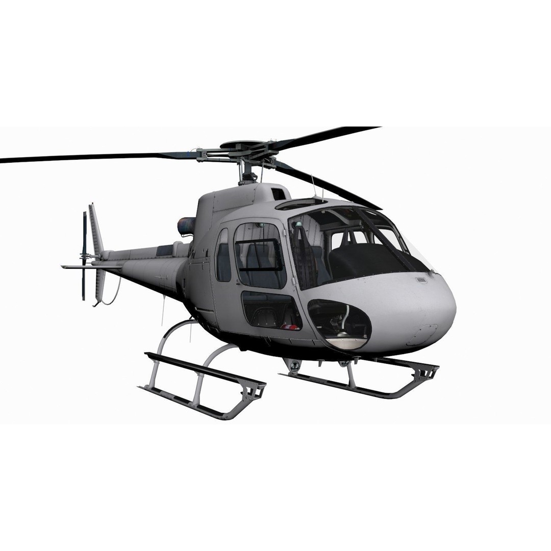 AS350 B3 Ecureuil 3D Model – Low Poly Helicopter with Animated Features - View 36