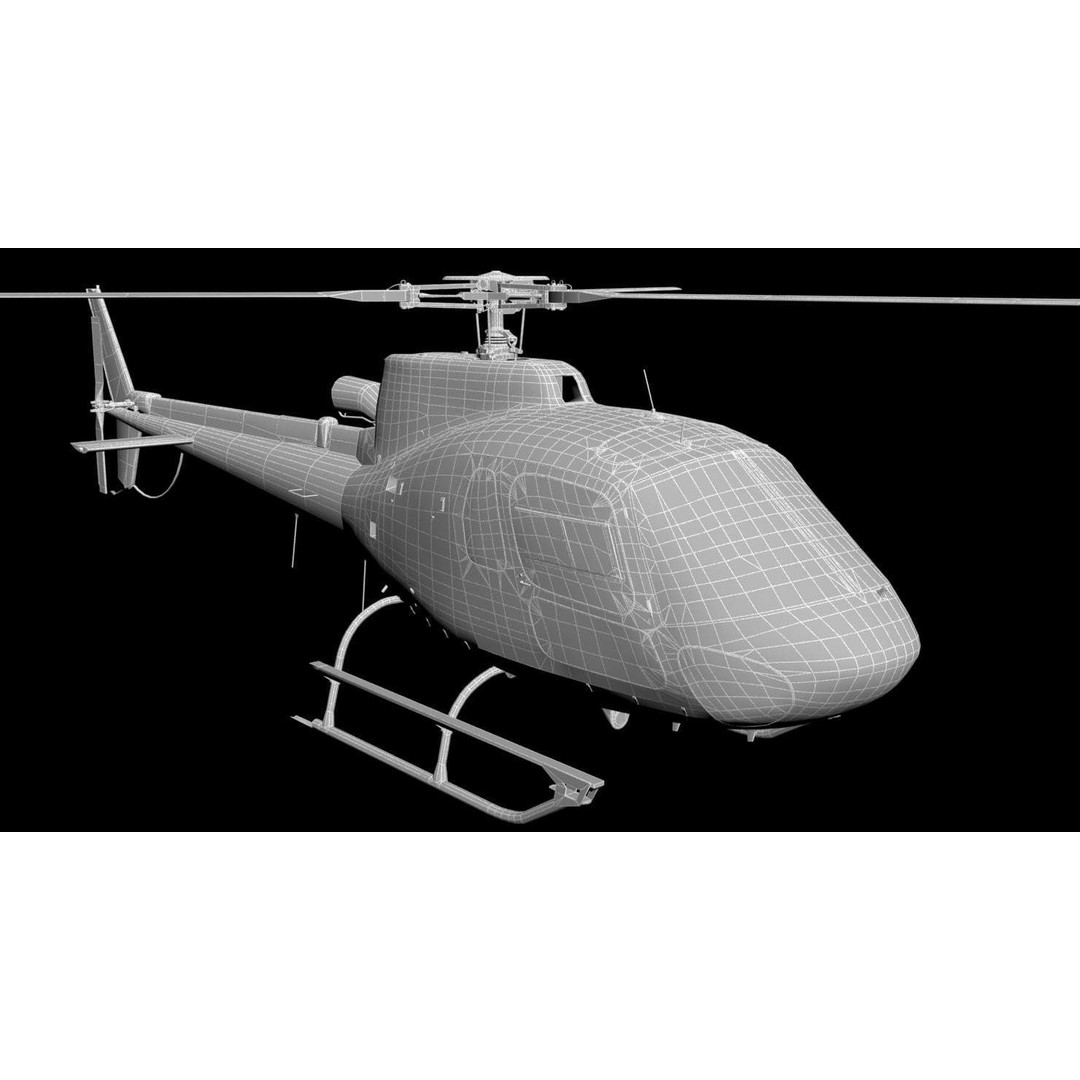 AS350 B3 Ecureuil 3D Model – Low Poly Helicopter with Animated Features - View 37