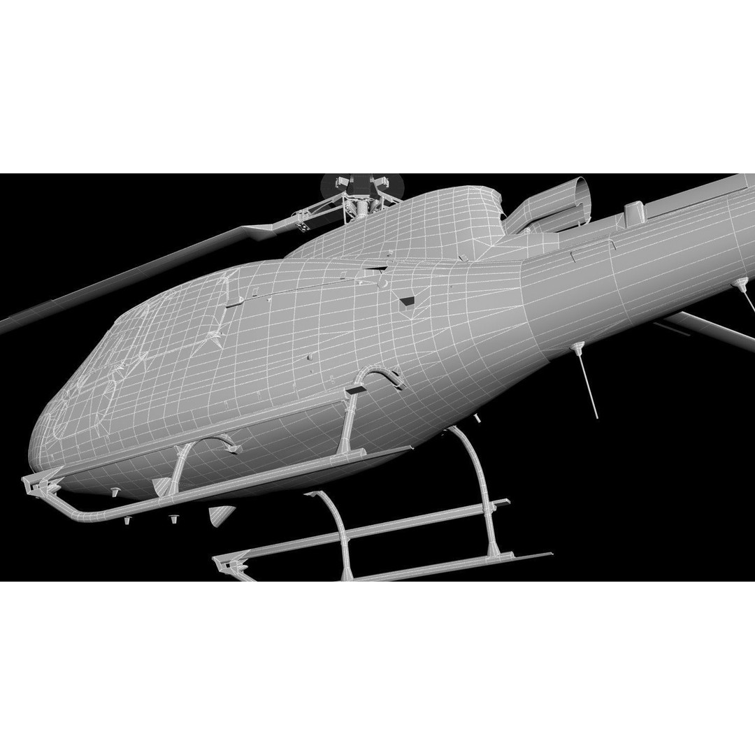 AS350 B3 Ecureuil 3D Model – Low Poly Helicopter with Animated Features - View 42