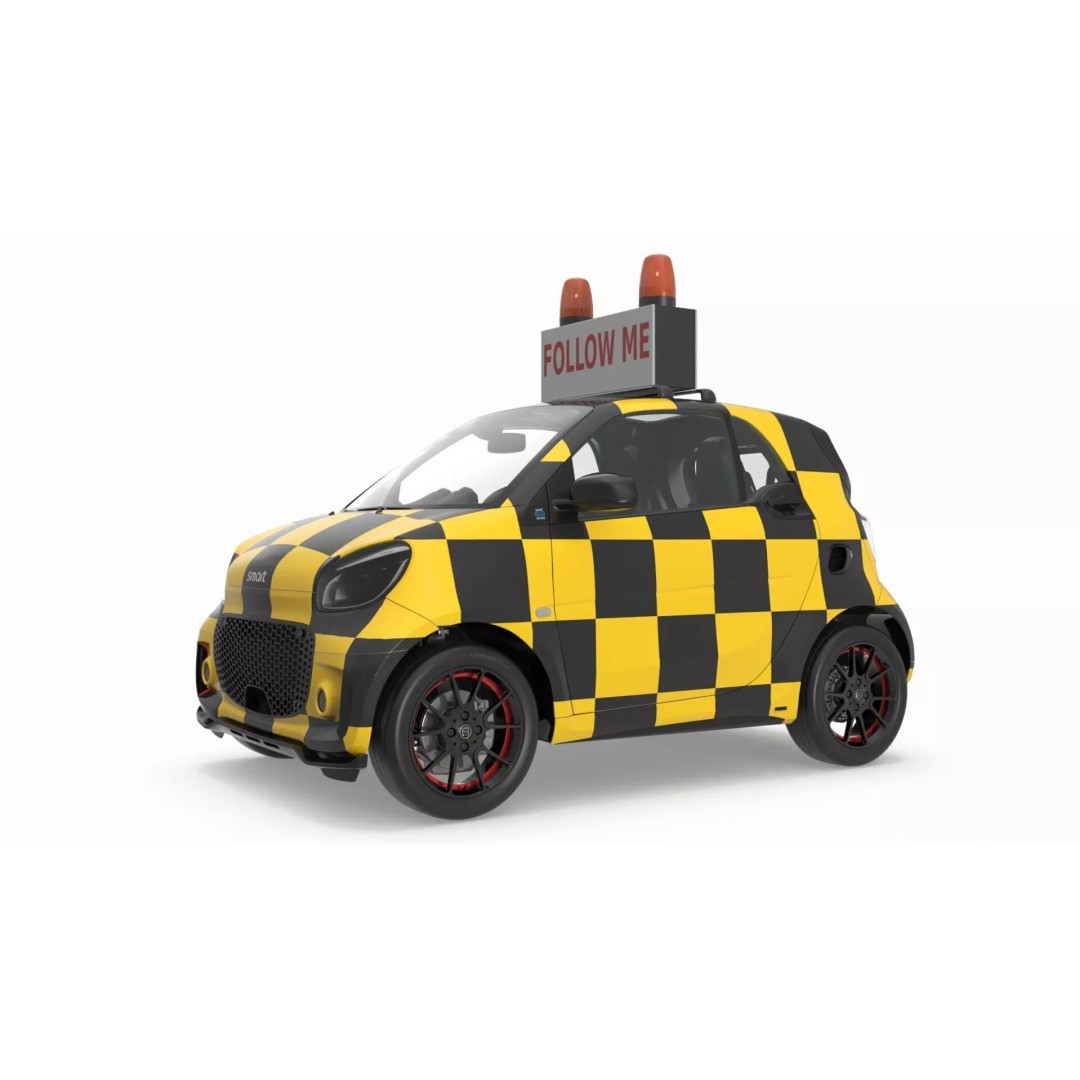 Smart Car Follow Me 3D Model – Simplified Airport Vehicle, PBR Textures - View 2