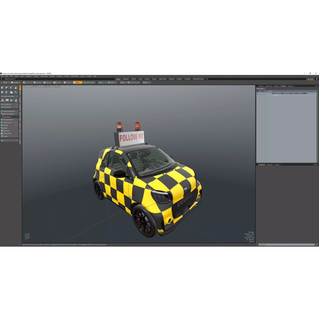 Smart Car Follow Me 3D Model – Simplified Airport Vehicle, PBR Textures - View 22