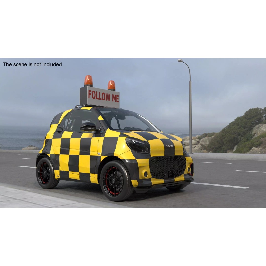 Smart Car Follow Me 3D Model – Simplified Airport Vehicle, PBR Textures - View 3