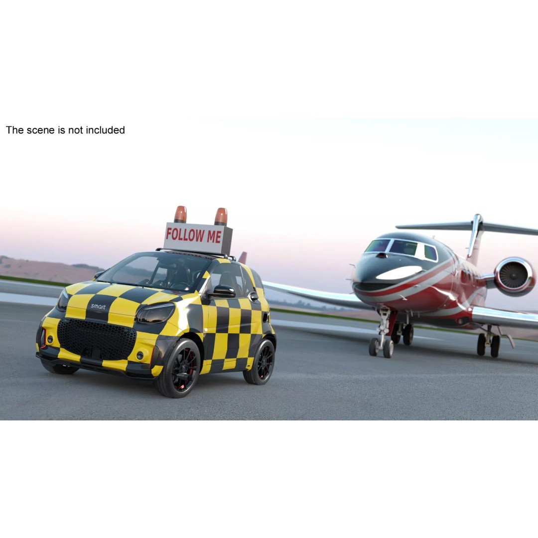 Smart Car Follow Me 3D Model – Simplified Airport Vehicle, PBR Textures - View 4
