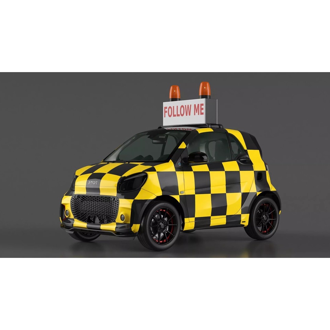 Smart Car Follow Me 3D Model – Simplified Airport Vehicle, PBR Textures - View 5
