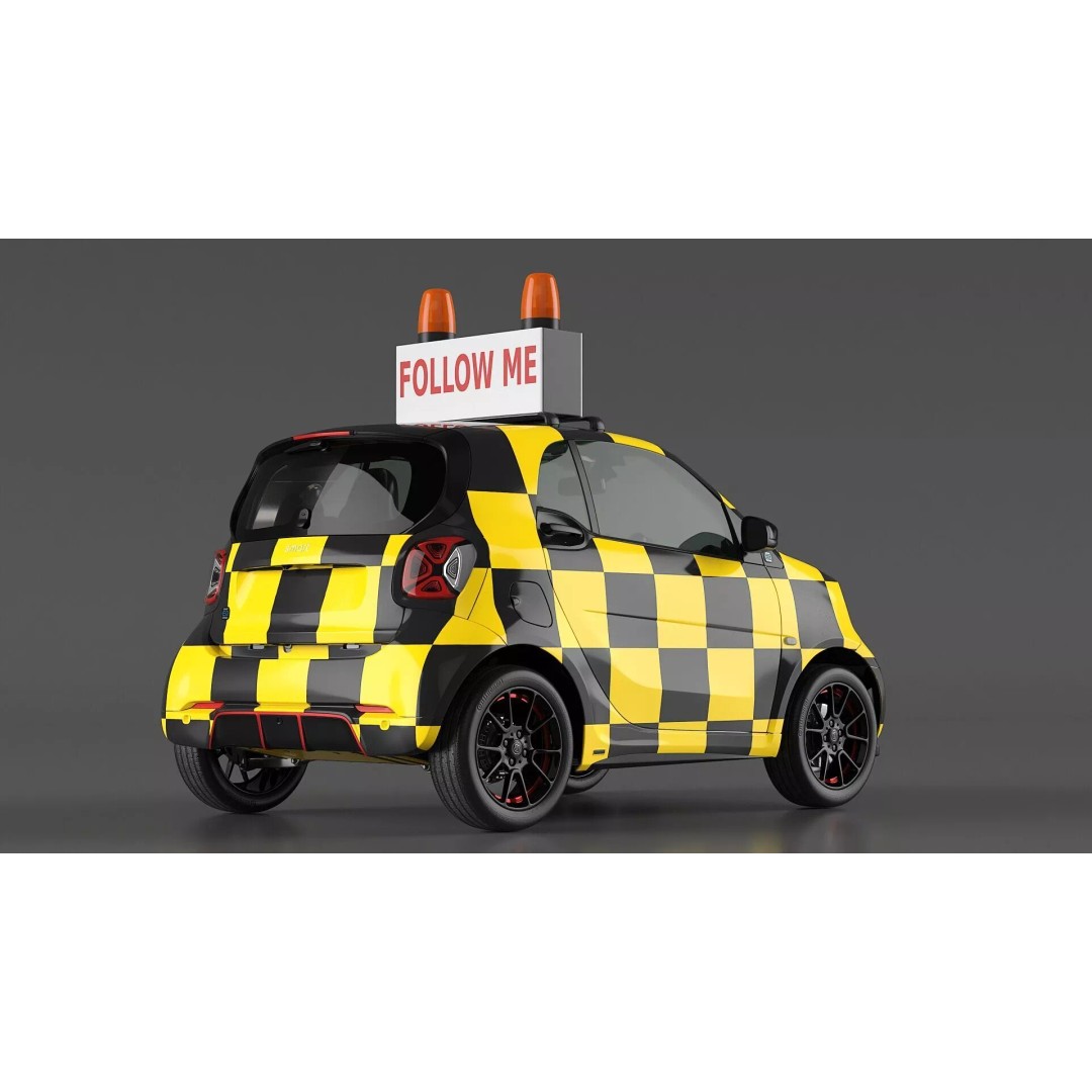 Smart Car Follow Me 3D Model – Simplified Airport Vehicle, PBR Textures - View 6