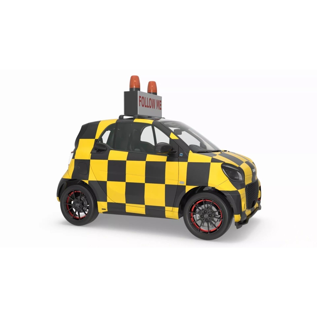 Smart Car Follow Me 3D Model – Simplified Airport Vehicle, PBR Textures - View 7