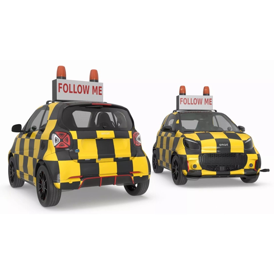 Smart Car Follow Me 3D Model – Simplified Airport Vehicle, PBR Textures - View 8