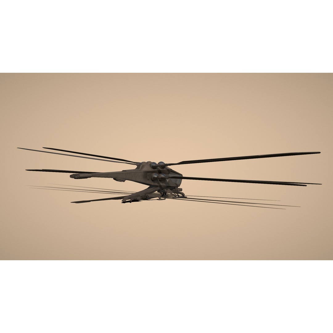 Ornithopter 3D Model – Low Poly Sci-Fi Aircraft, FBX, PBR Textures - View 10