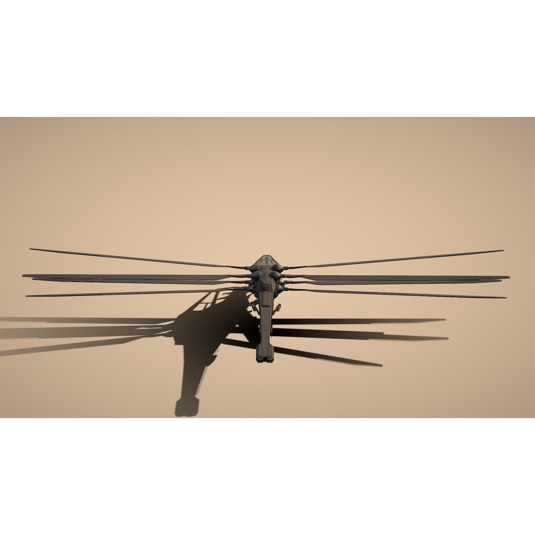 Ornithopter 3D Model – Low Poly Sci-Fi Aircraft, FBX, PBR Textures - View 11