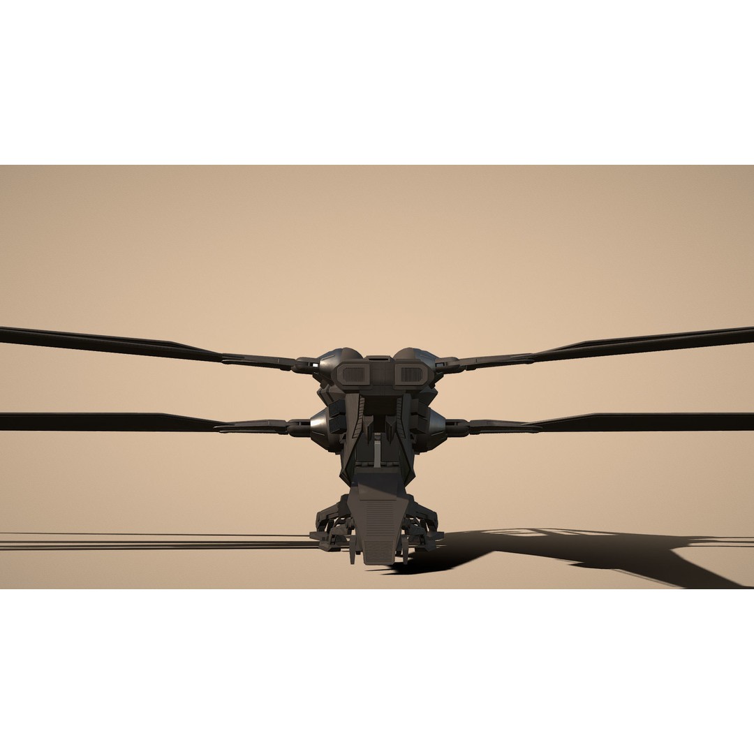 Ornithopter 3D Model – Low Poly Sci-Fi Aircraft, FBX, PBR Textures - View 12