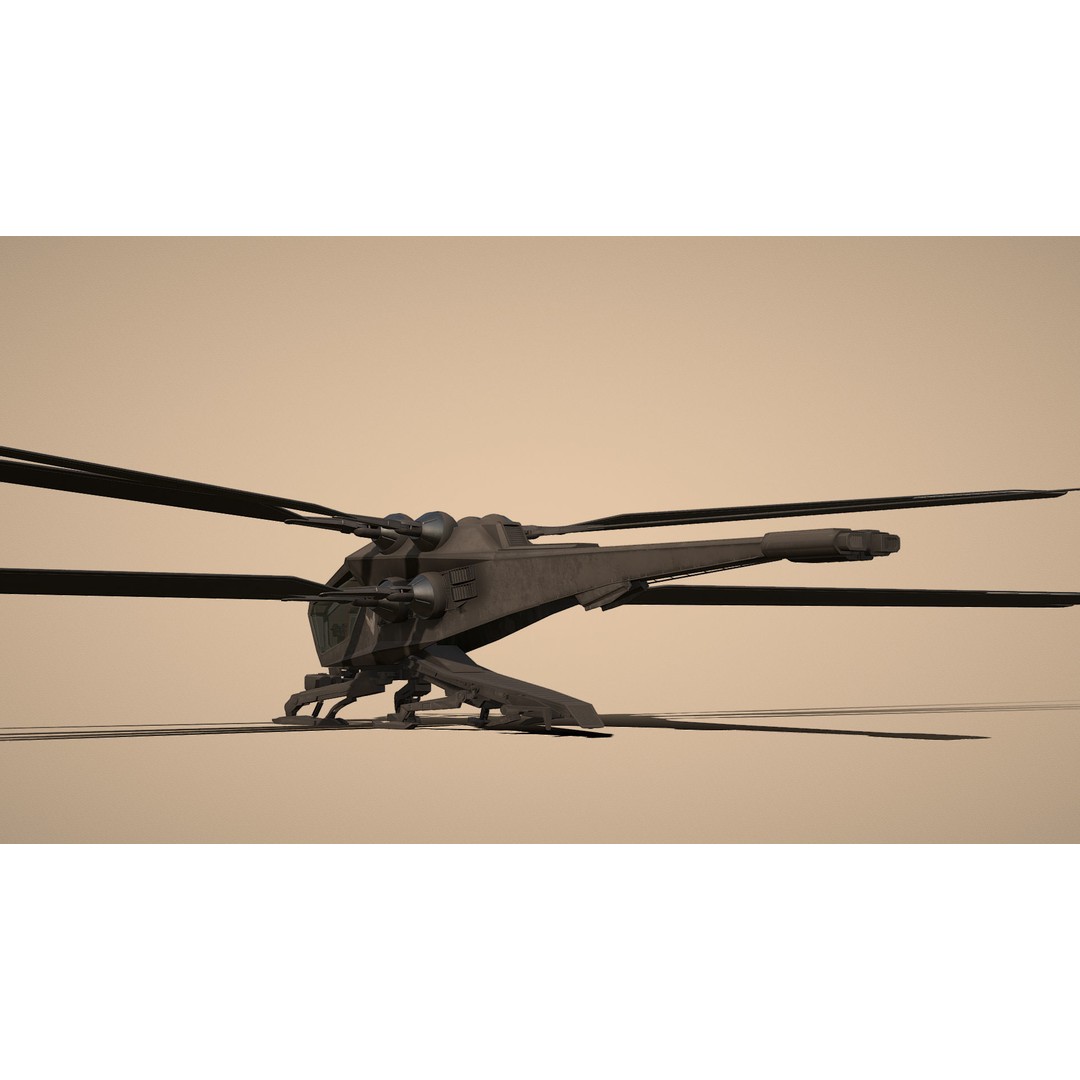 Ornithopter 3D Model – Low Poly Sci-Fi Aircraft, FBX, PBR Textures - View 13