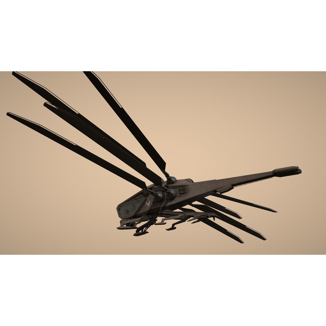 Ornithopter 3D Model – Low Poly Sci-Fi Aircraft, FBX, PBR Textures - View 14