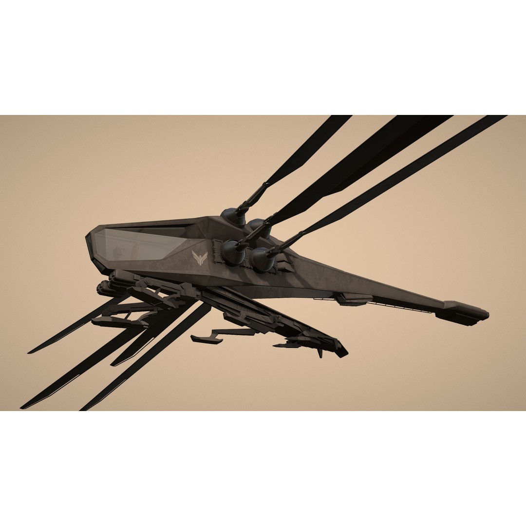 Ornithopter 3D Model – Low Poly Sci-Fi Aircraft, FBX, PBR Textures - View 15
