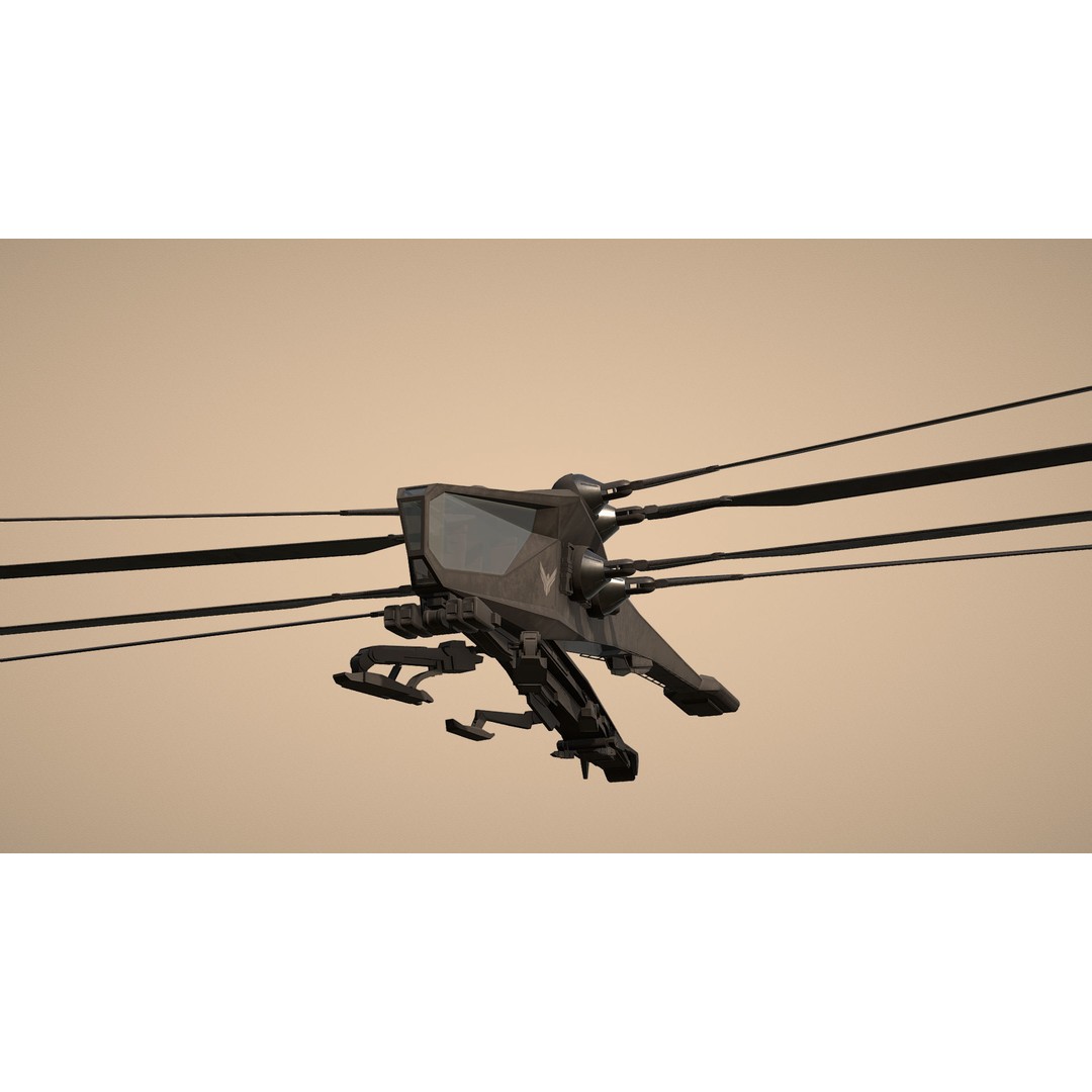 Ornithopter 3D Model – Low Poly Sci-Fi Aircraft, FBX, PBR Textures - View 16