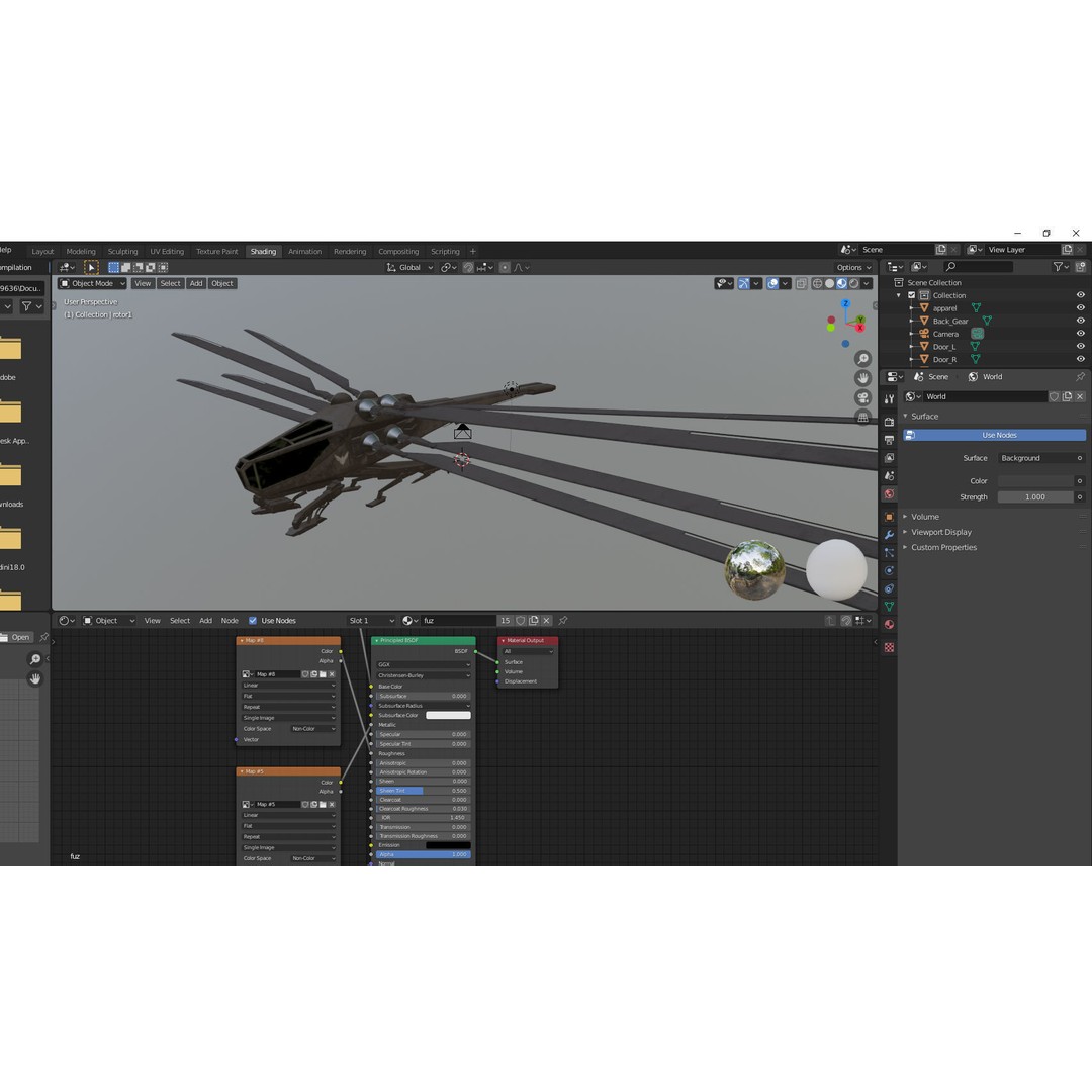 Ornithopter 3D Model – Low Poly Sci-Fi Aircraft, FBX, PBR Textures - View 17