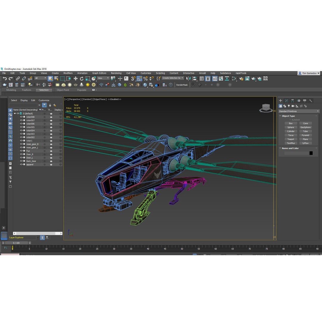 Ornithopter 3D Model – Low Poly Sci-Fi Aircraft, FBX, PBR Textures - View 18