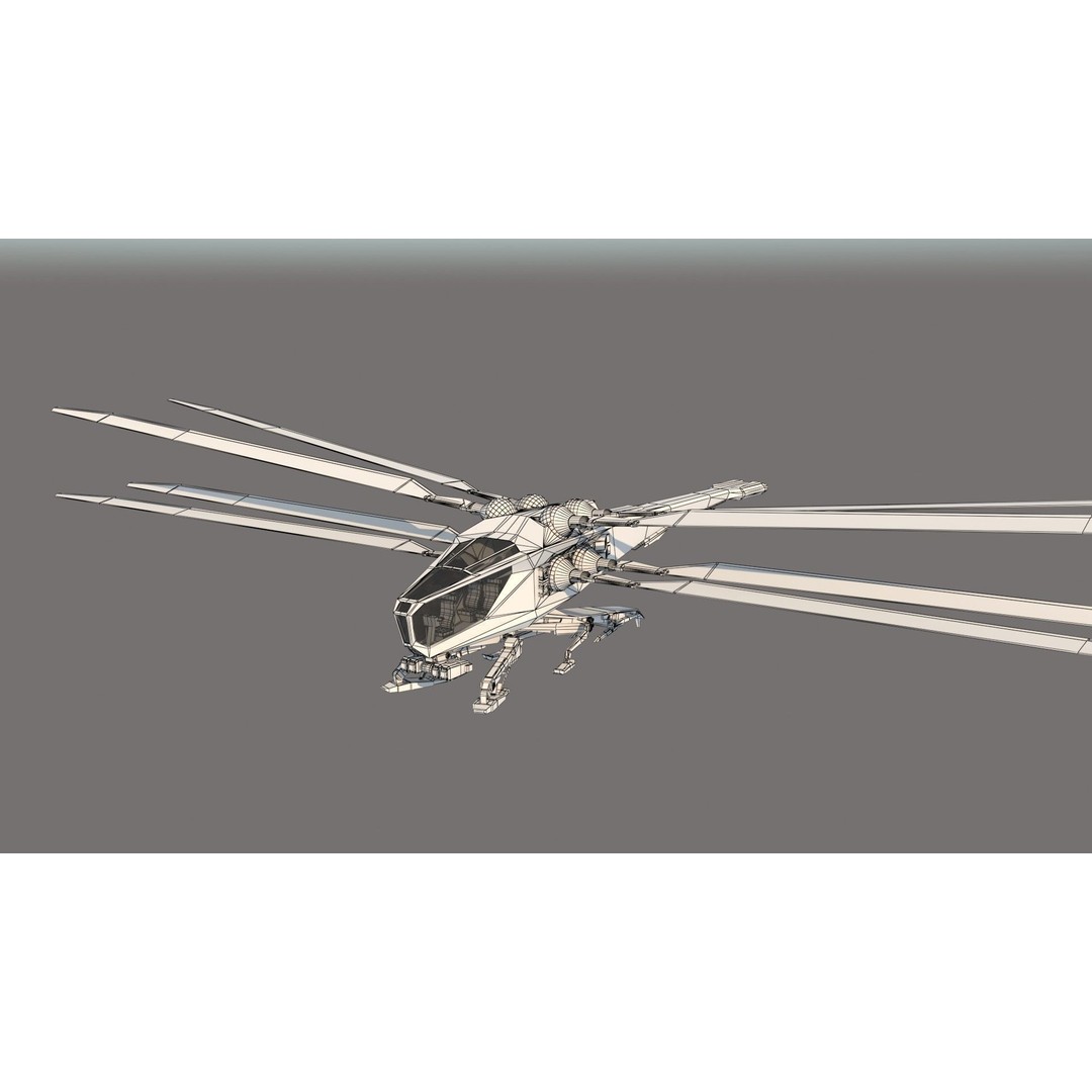 Ornithopter 3D Model – Low Poly Sci-Fi Aircraft, FBX, PBR Textures - View 19