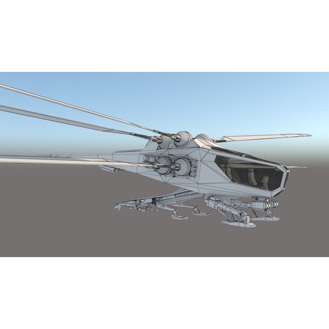 Ornithopter 3D Model – Low Poly Sci-Fi Aircraft, FBX, PBR Textures - View 20