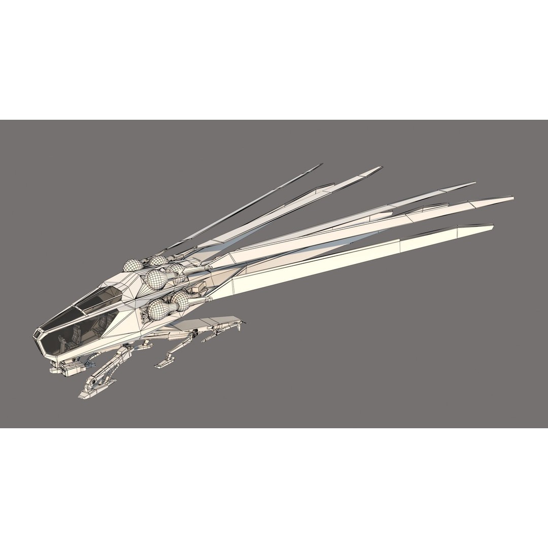 Ornithopter 3D Model – Low Poly Sci-Fi Aircraft, FBX, PBR Textures - View 22
