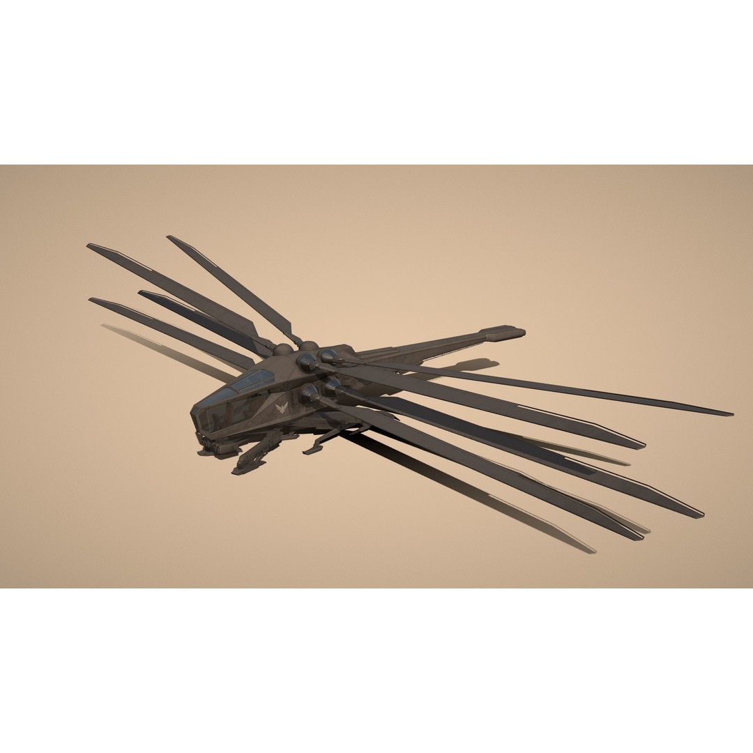 Ornithopter 3D Model – Low Poly Sci-Fi Aircraft, FBX, PBR Textures - View 3