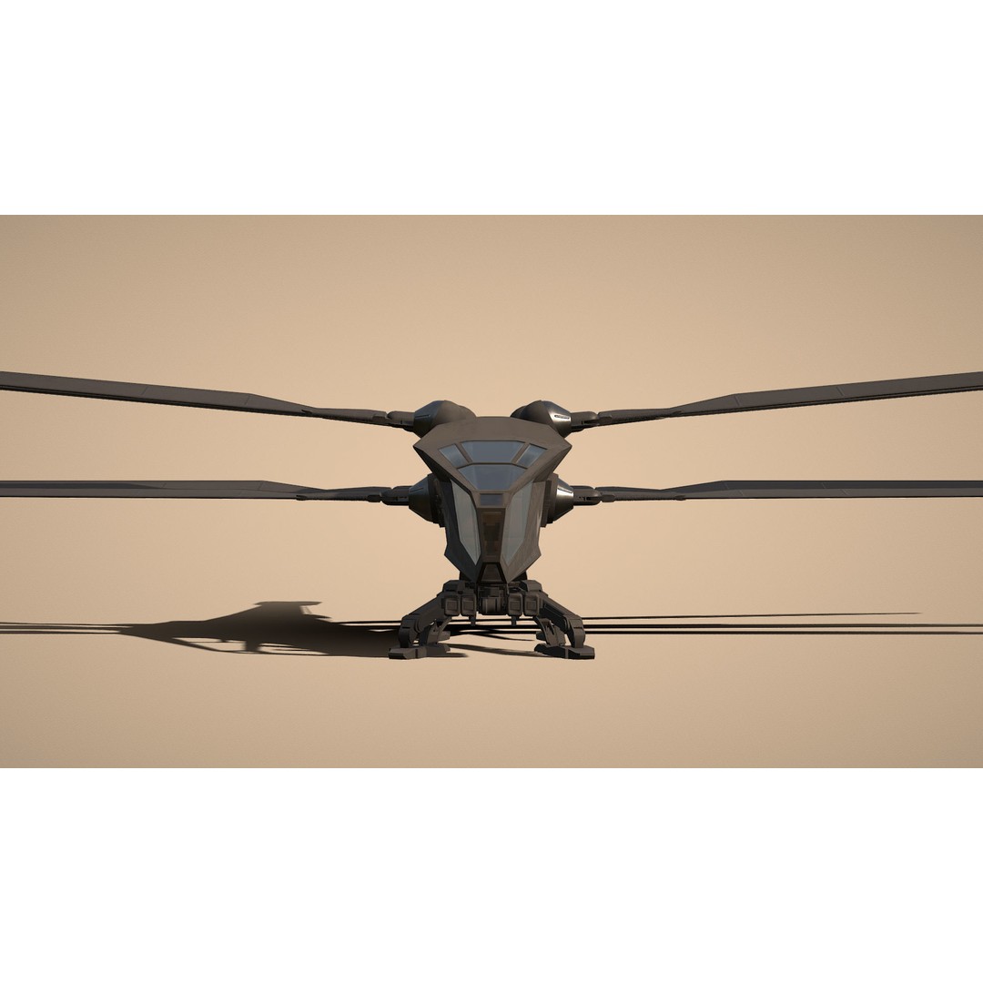 Ornithopter 3D Model – Low Poly Sci-Fi Aircraft, FBX, PBR Textures - View 5