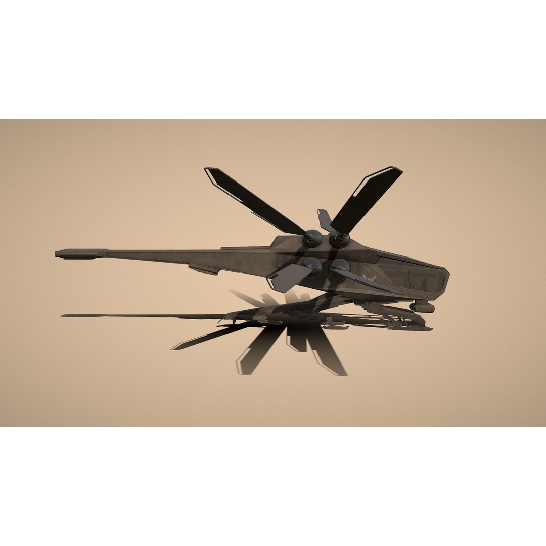 Ornithopter 3D Model – Low Poly Sci-Fi Aircraft, FBX, PBR Textures - View 9
