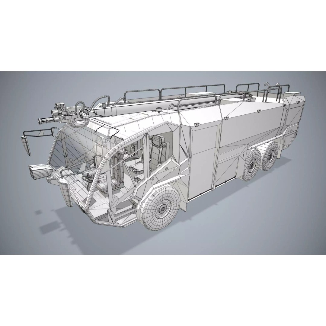 Airport Fire Truck 3D Model – Low Poly Game Asset, FBX, PBR - View 13