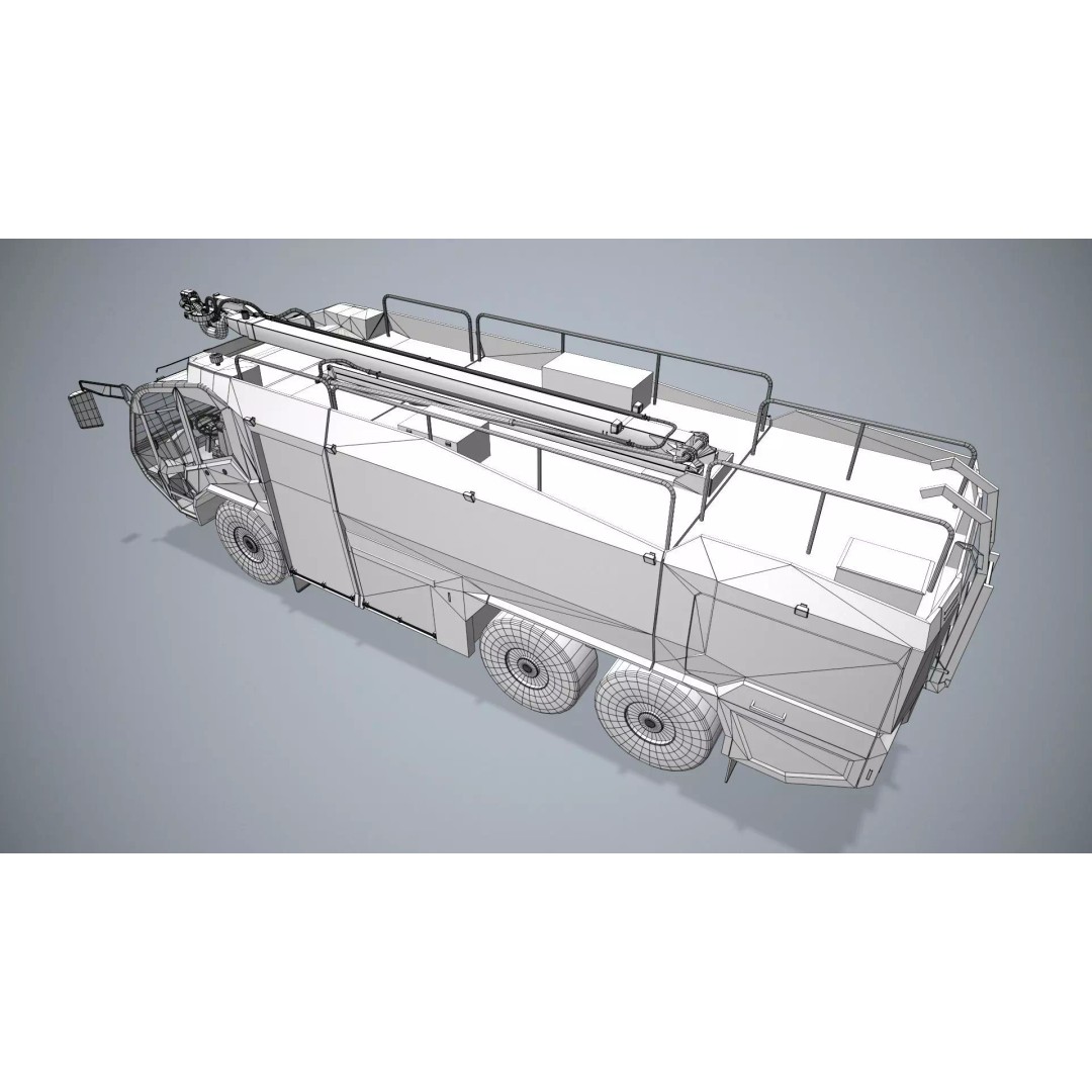Airport Fire Truck 3D Model – Low Poly Game Asset, FBX, PBR - View 14