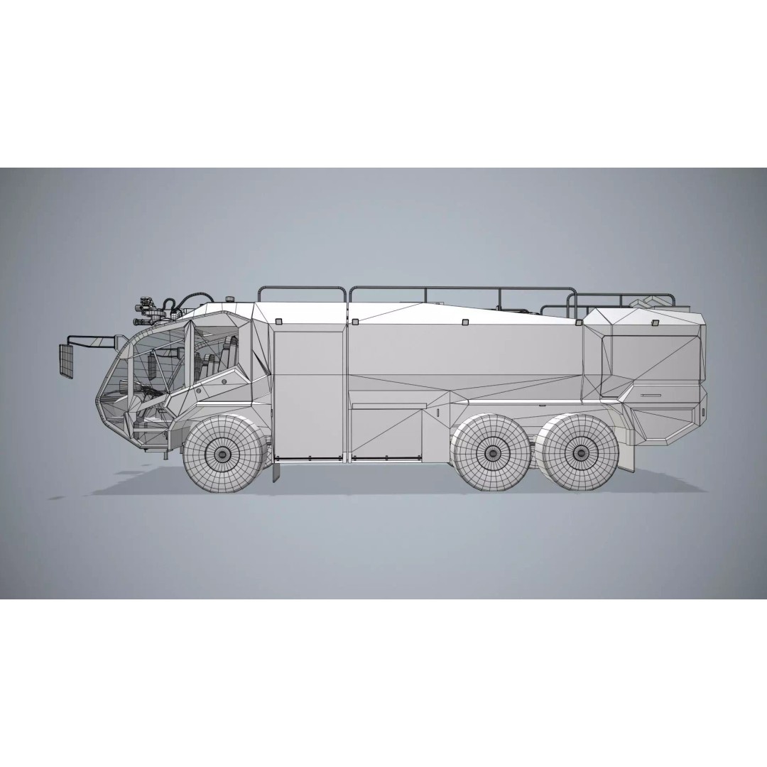 Airport Fire Truck 3D Model – Low Poly Game Asset, FBX, PBR - View 15