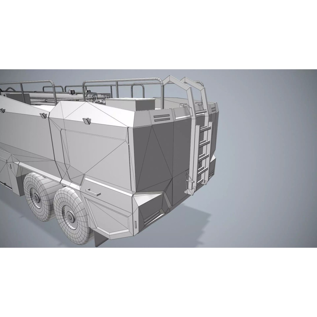 Airport Fire Truck 3D Model – Low Poly Game Asset, FBX, PBR - View 18
