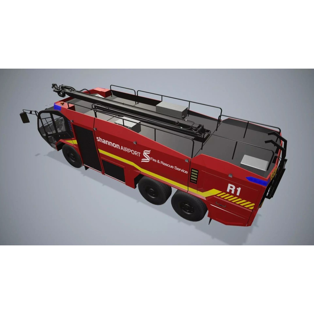 Airport Fire Truck 3D Model – Low Poly Game Asset, FBX, PBR - View 4