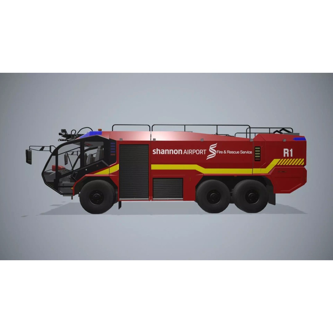 Airport Fire Truck 3D Model – Low Poly Game Asset, FBX, PBR - View 5