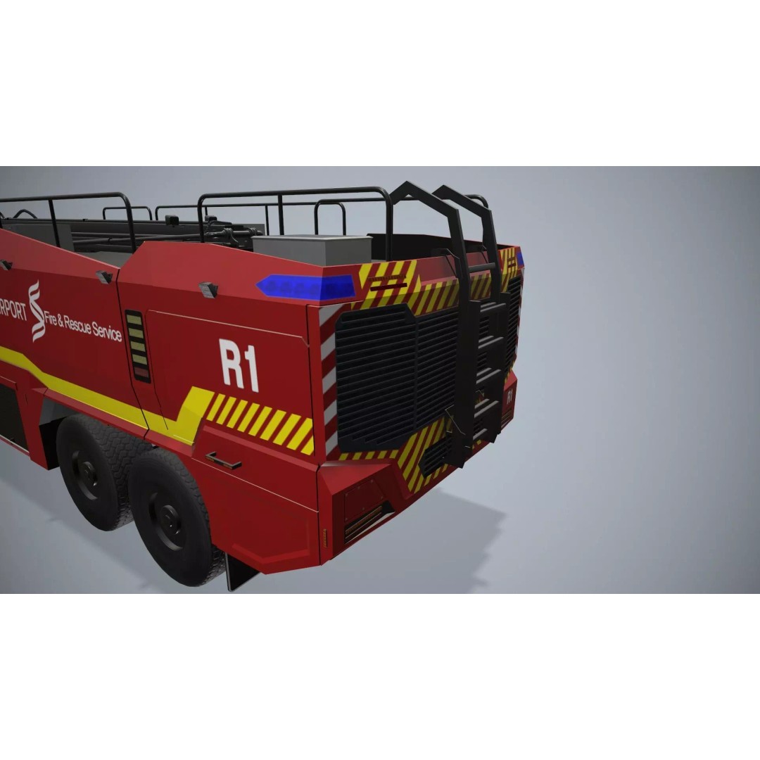 Airport Fire Truck 3D Model – Low Poly Game Asset, FBX, PBR - View 8