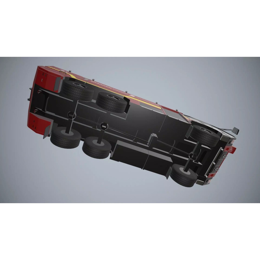 Airport Fire Truck 3D Model – Low Poly Game Asset, FBX, PBR - View 9