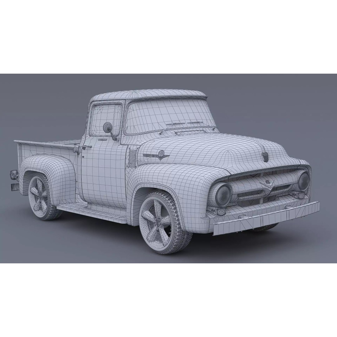 1956 Ford F100 3D Model – Classic Vehicle Asset, Textured Formats