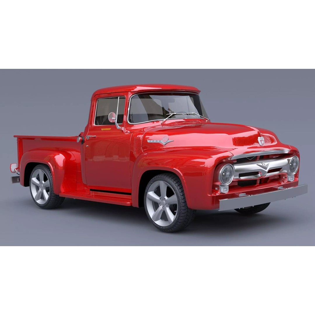 1956 Ford F100 3D Model – Classic Vehicle Asset, Textured Formats - View 10