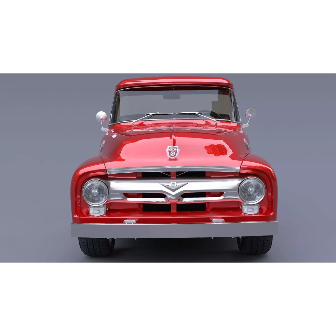 1956 Ford F100 3D Model – Classic Vehicle Asset, Textured Formats - View 11