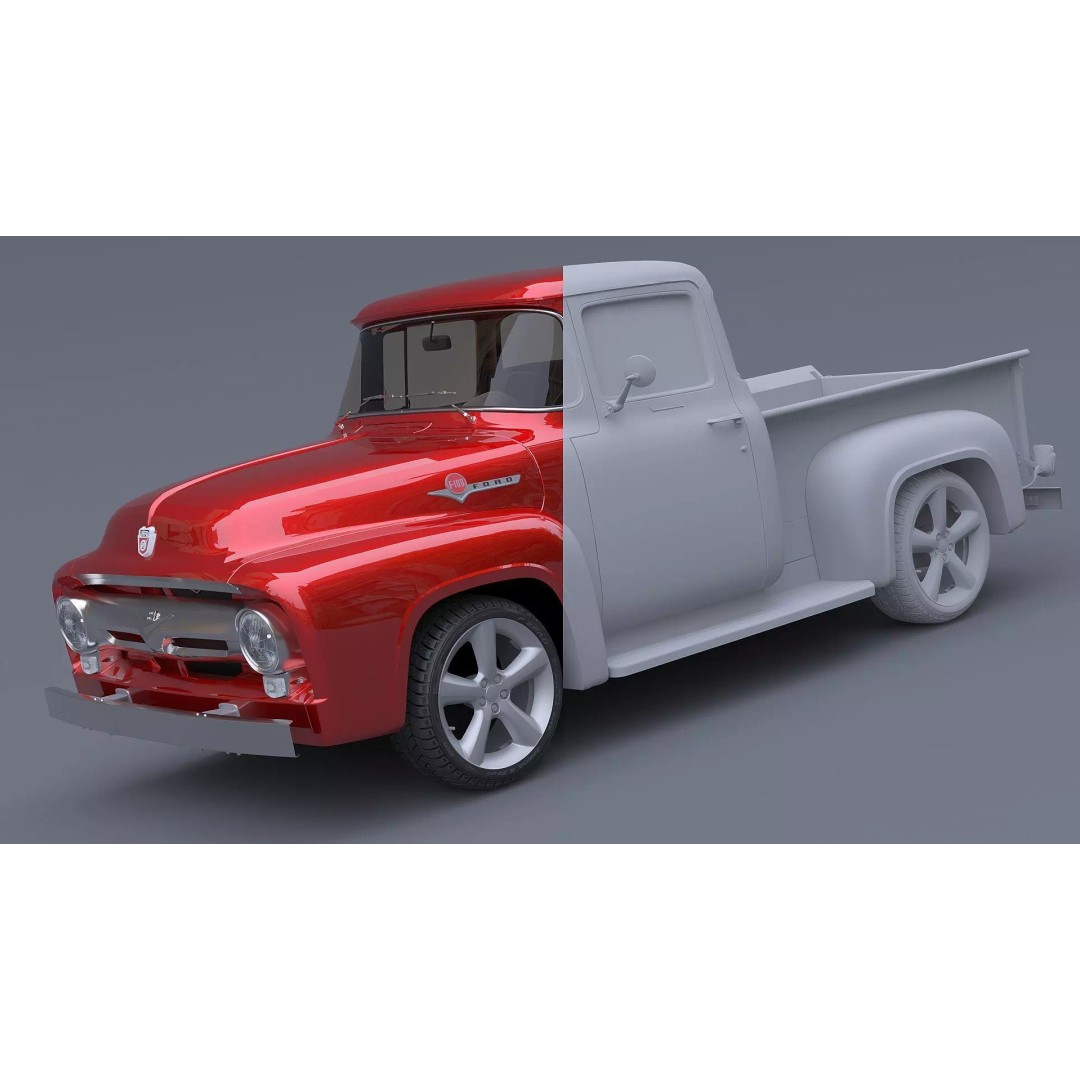 1956 Ford F100 3D Model – Classic Vehicle Asset, Textured Formats - View 15