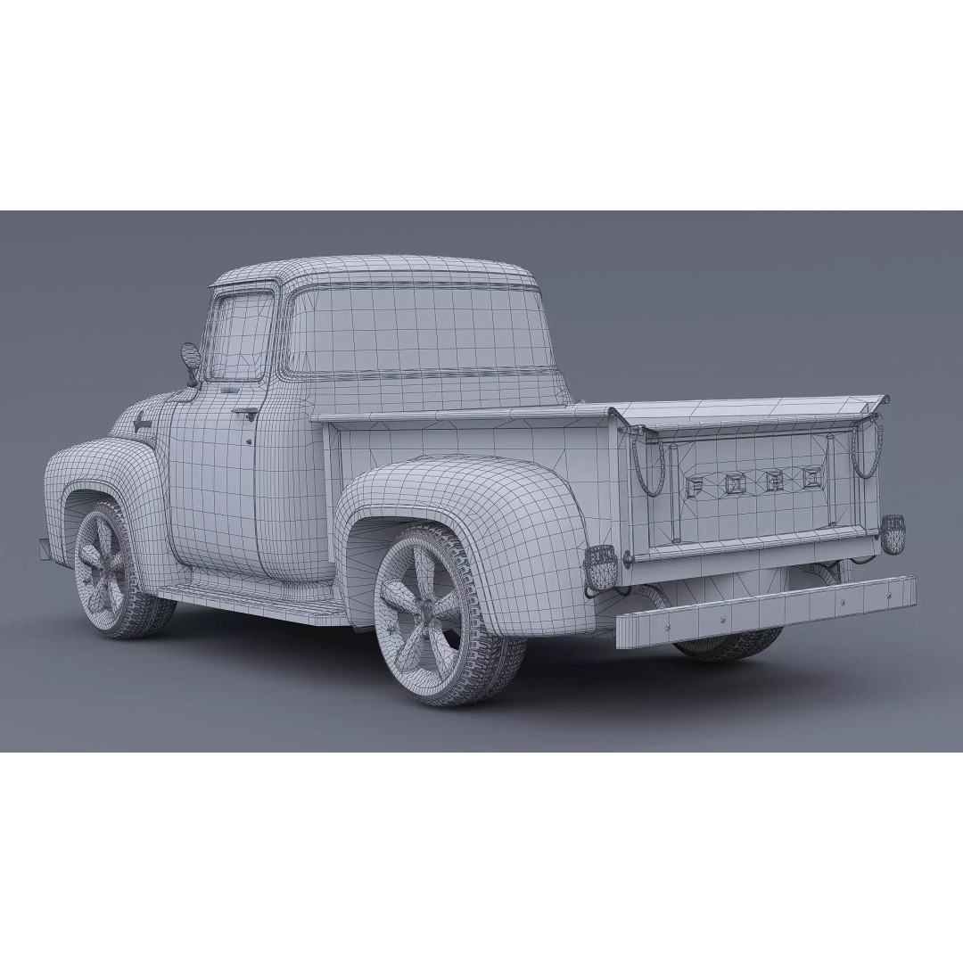1956 Ford F100 3D Model – Classic Vehicle Asset, Textured Formats - View 17
