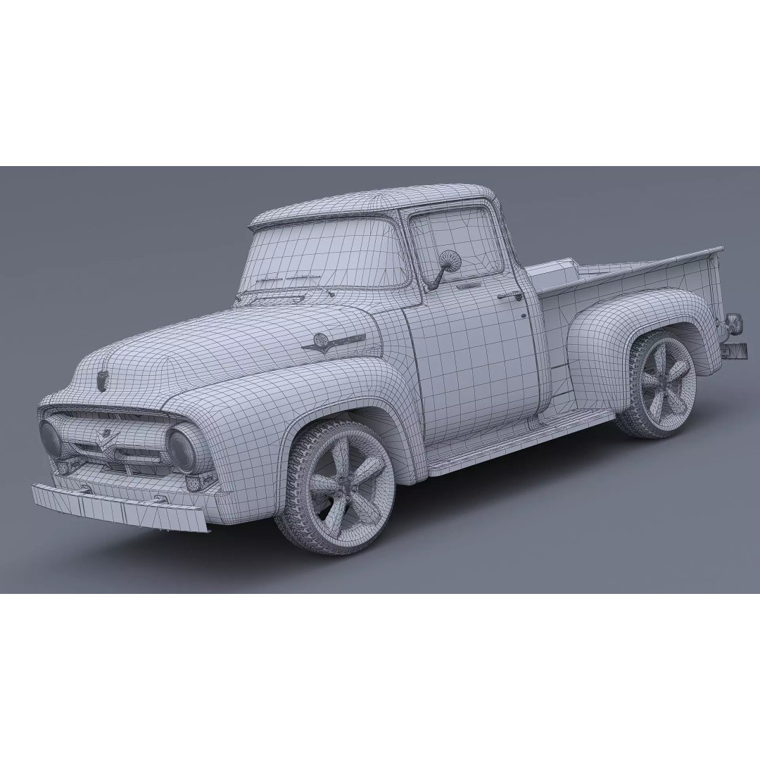 1956 Ford F100 3D Model – Classic Vehicle Asset, Textured Formats - View 18