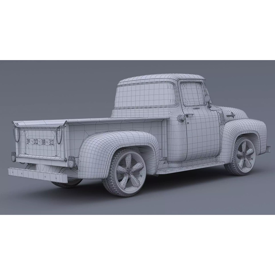 1956 Ford F100 3D Model – Classic Vehicle Asset, Textured Formats - View 19