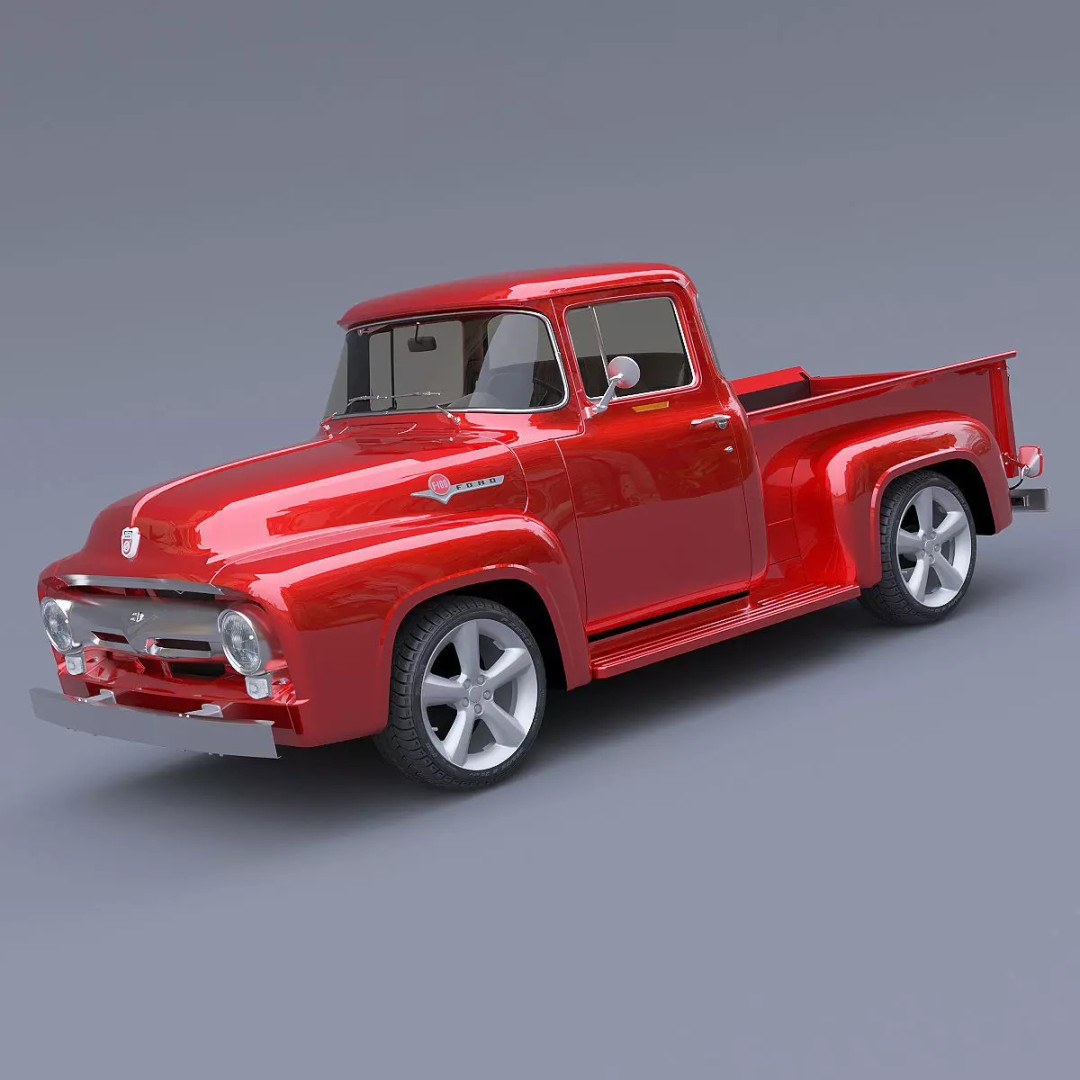 1956 Ford F100 3D Model – Classic Vehicle Asset, Textured Formats - View 2