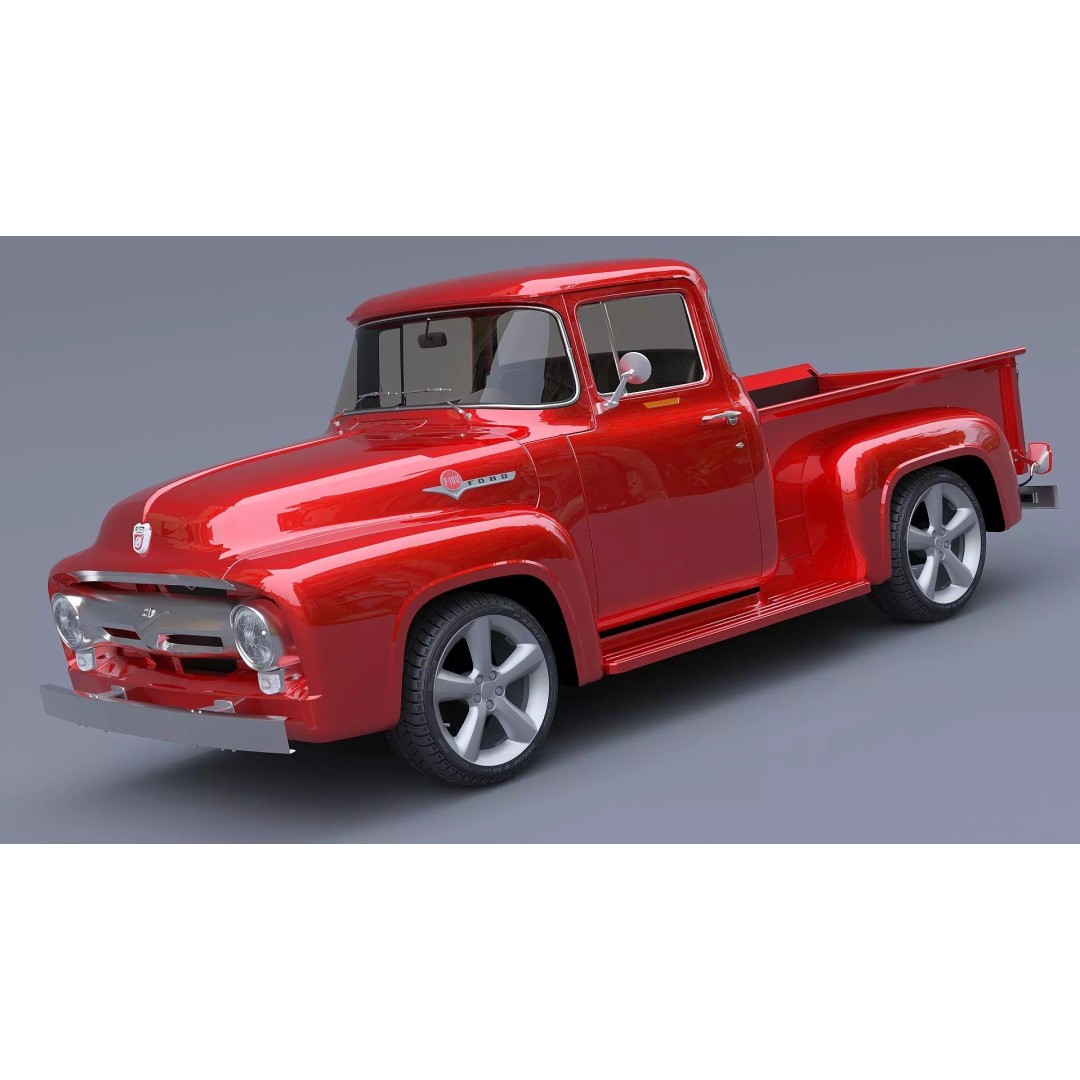 1956 Ford F100 3D Model – Classic Vehicle Asset, Textured Formats - View 3