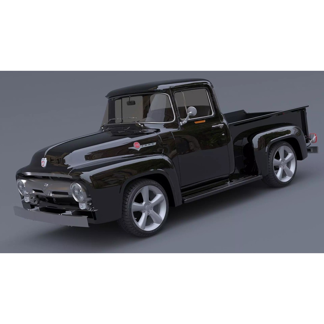 1956 Ford F100 3D Model – Classic Vehicle Asset, Textured Formats - View 4