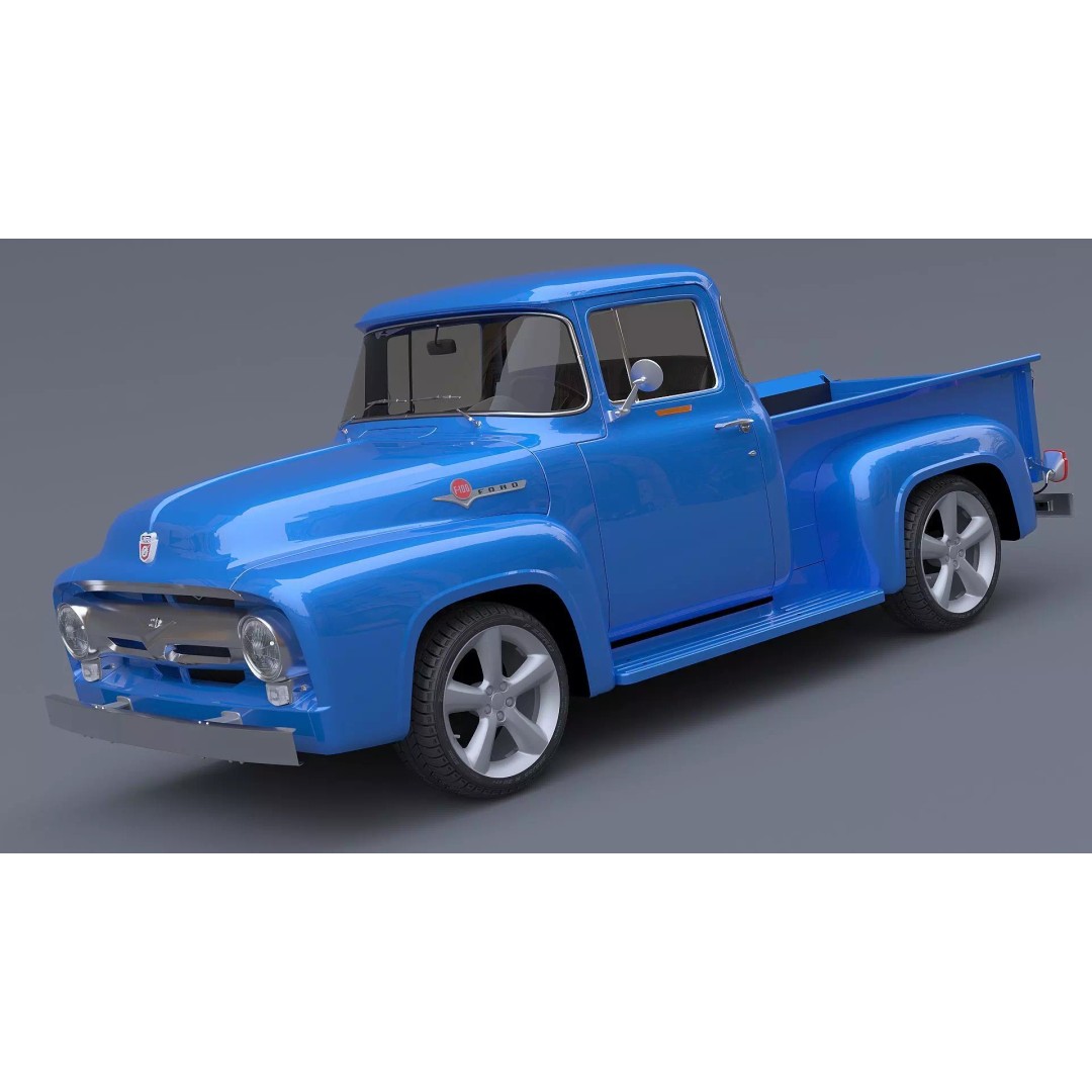 1956 Ford F100 3D Model – Classic Vehicle Asset, Textured Formats - View 5