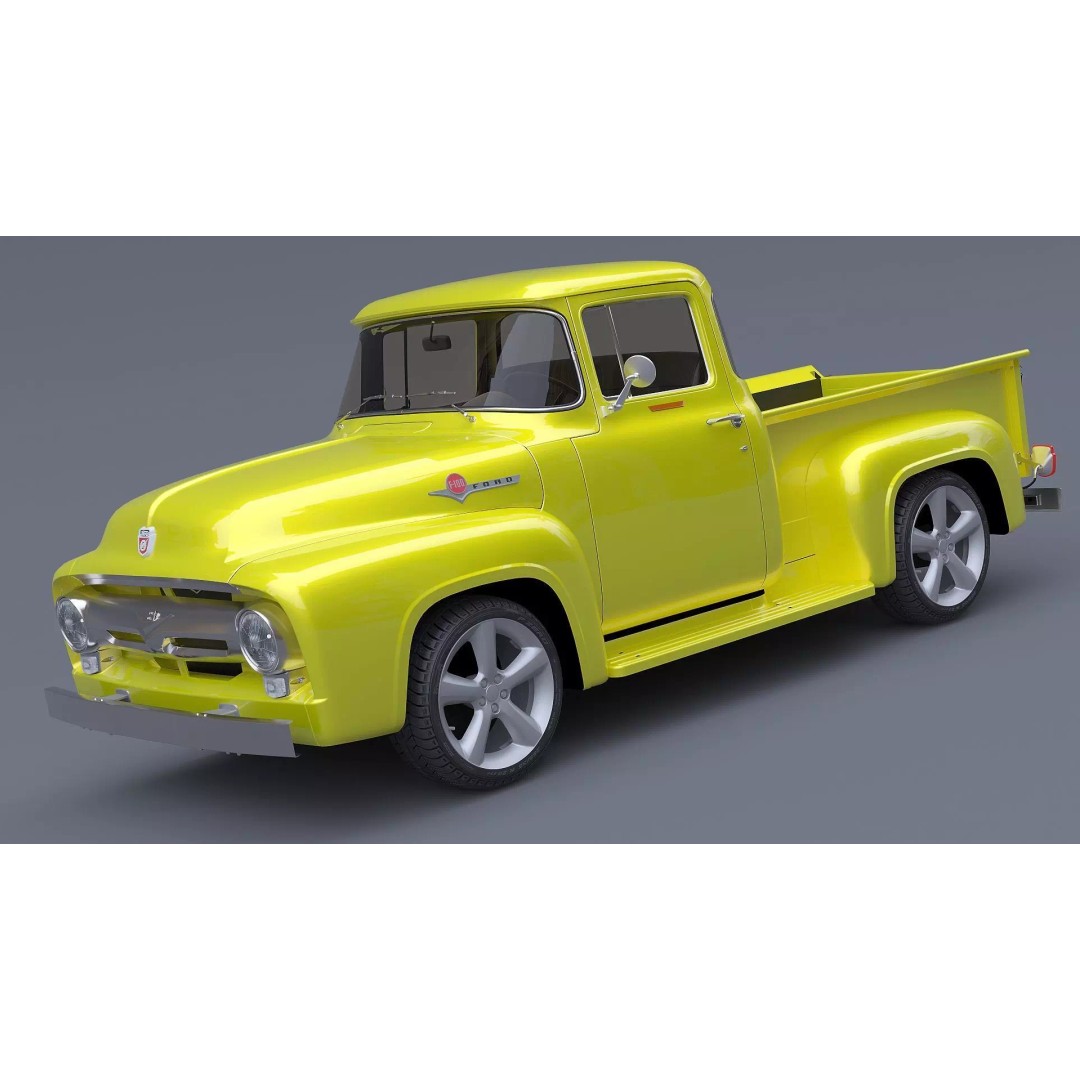 1956 Ford F100 3D Model – Classic Vehicle Asset, Textured Formats - View 6