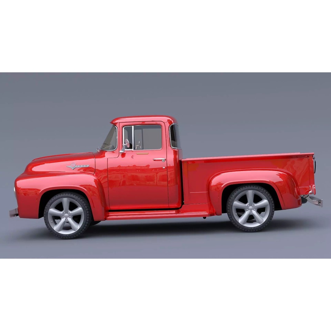 1956 Ford F100 3D Model – Classic Vehicle Asset, Textured Formats - View 7