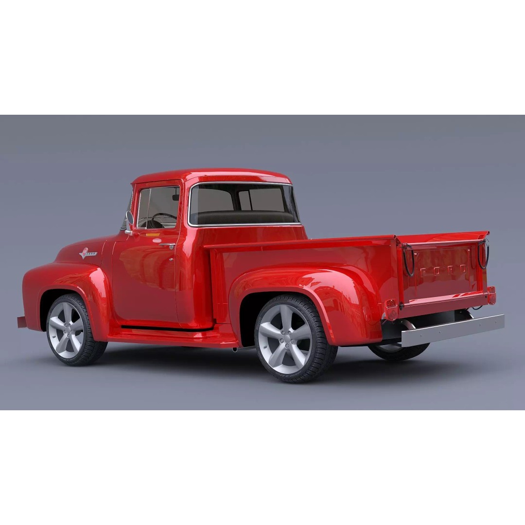1956 Ford F100 3D Model – Classic Vehicle Asset, Textured Formats - View 8
