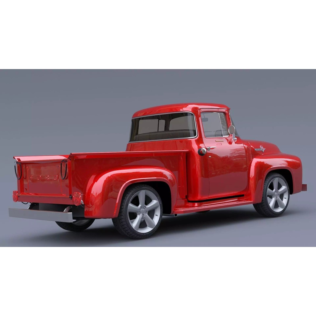 1956 Ford F100 3D Model – Classic Vehicle Asset, Textured Formats - View 9
